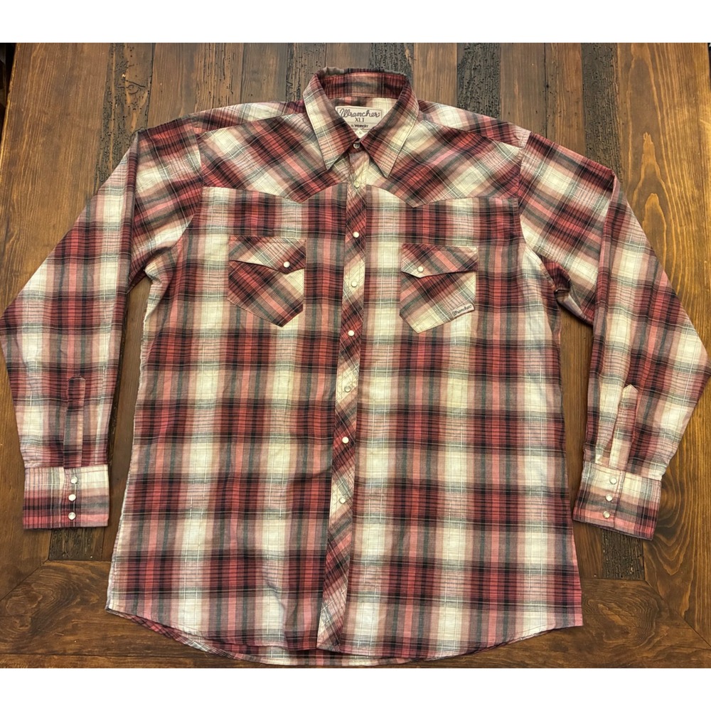 Vintage Wrangler Western Plaid Pearl Snap Button Down Shirt Men's XLT Cowboy